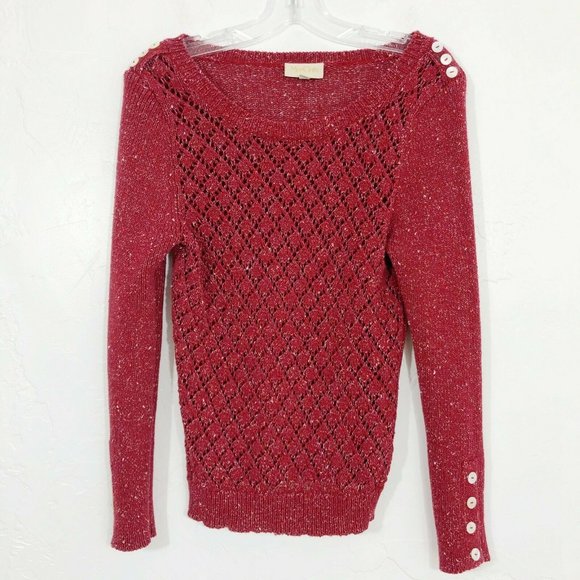 ModCloth Sweaters - Modcloth Red White Speckled Open Knit Sweater